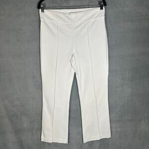 J Mclaughlin Pants Womens 10 White Straight Stretch Pullon Coastal Preppy Resort